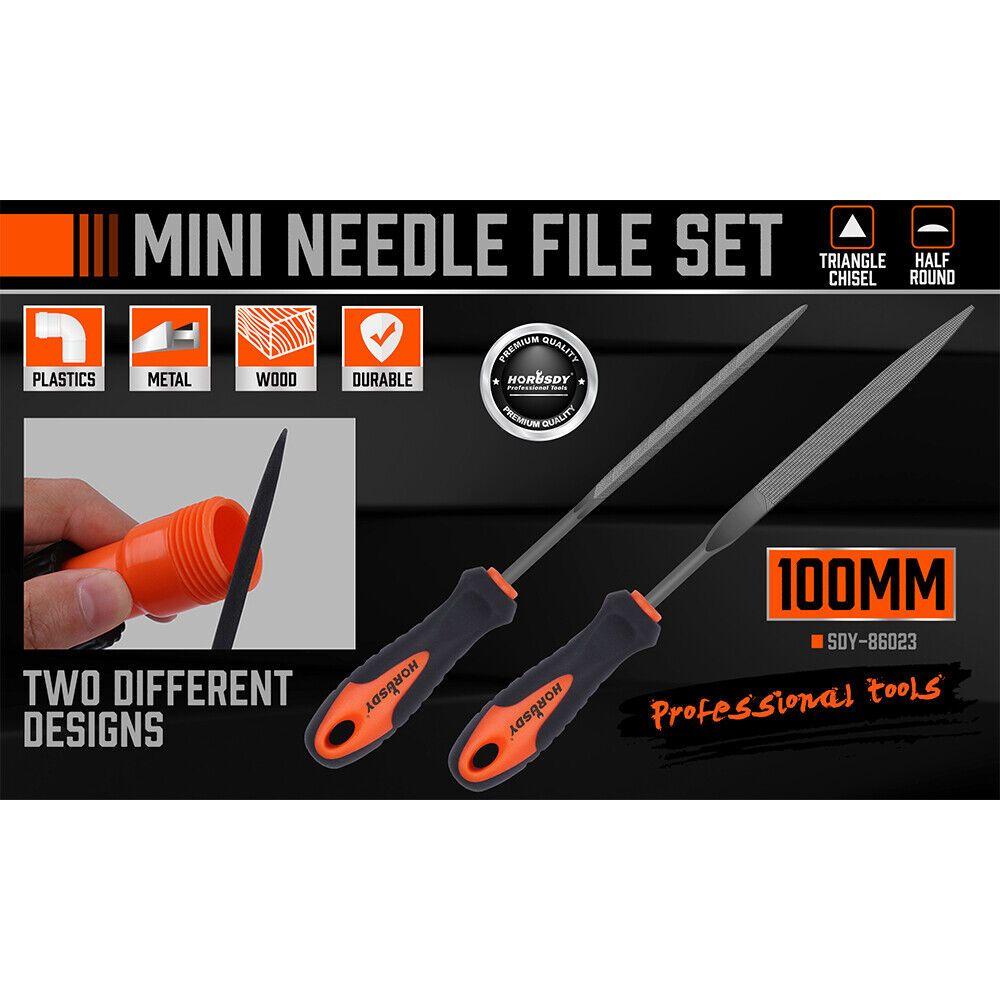 HORUSDY 2x Mini Sharp Flat Steel File Metal Wood Carving Carpentry Tool Durable
