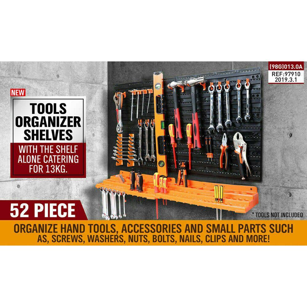 52Pc Wall Mounted Tool Storage Rack Wrench Spanner Holder Screwdriver Pliers New