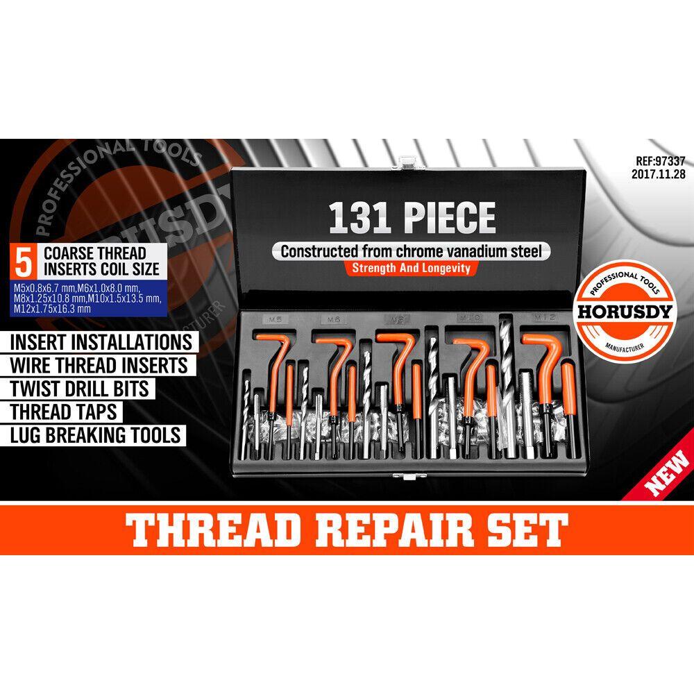 131Pc Metric Thread Repair Kit HSS Drill Helicoil Set Heli Coil Tap Insert with Case