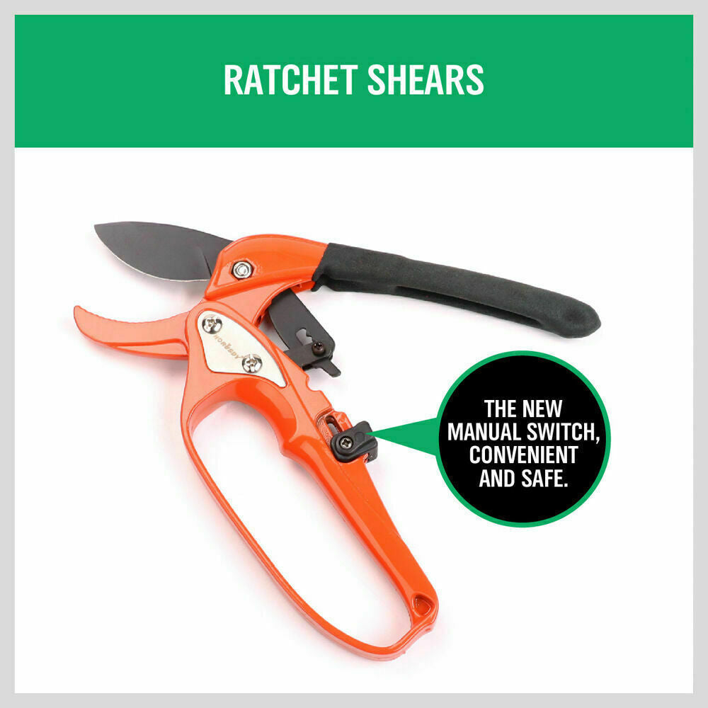 Ratchet Carbon Steel Pruning Shear Gardening Tree Flower Labor-saving Pruner