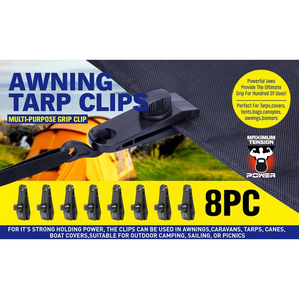 8Pc Awning Tarp Clamp Set Clips Hangers Survival Tent Emergency Grommet