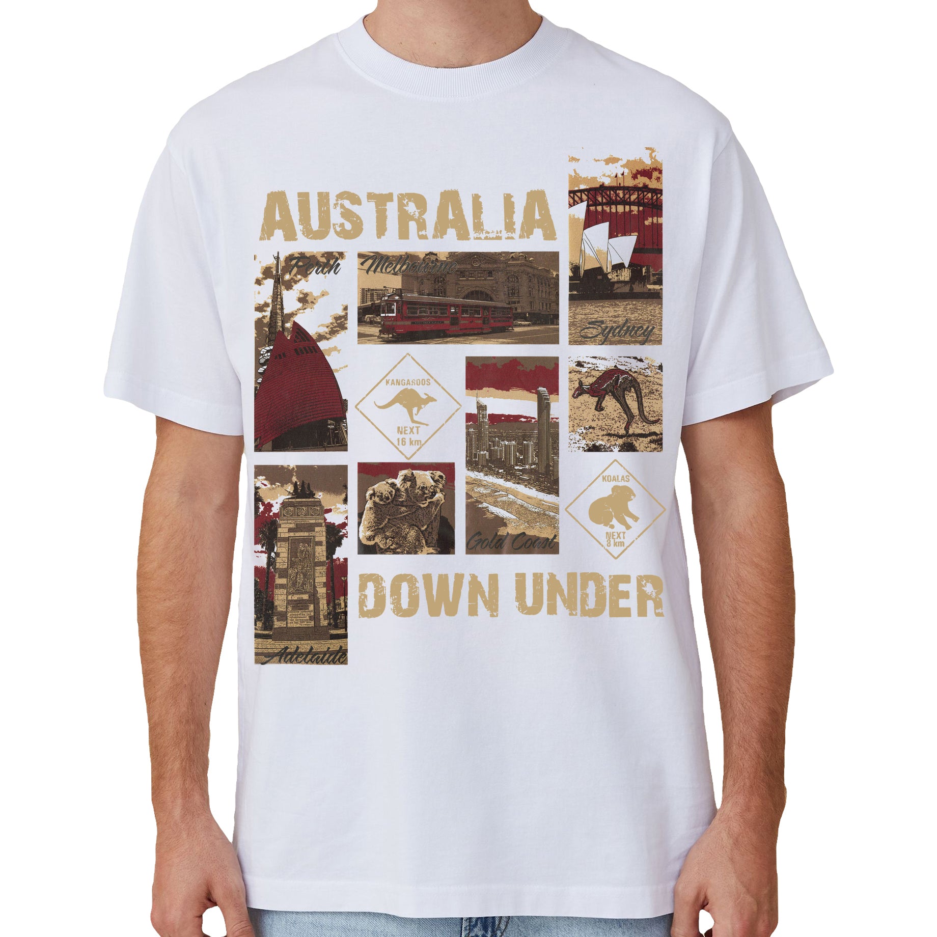 100% Cotton Australia Down Under Souvenir T-Shirt Unisex Adult Iconic Tee Top, Navy, 3XL