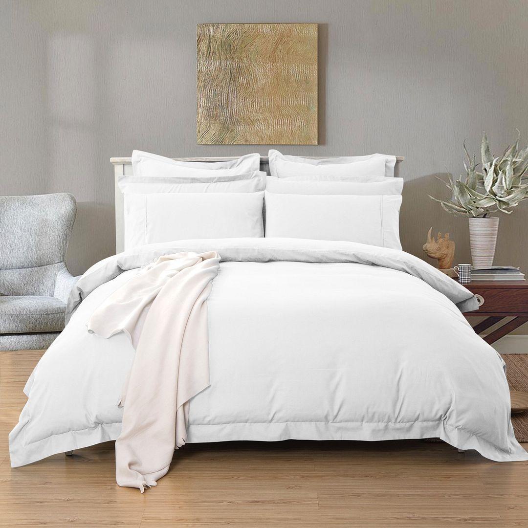 1000TC Tailored Double Size White Duvet Doona Quilt Cover Set