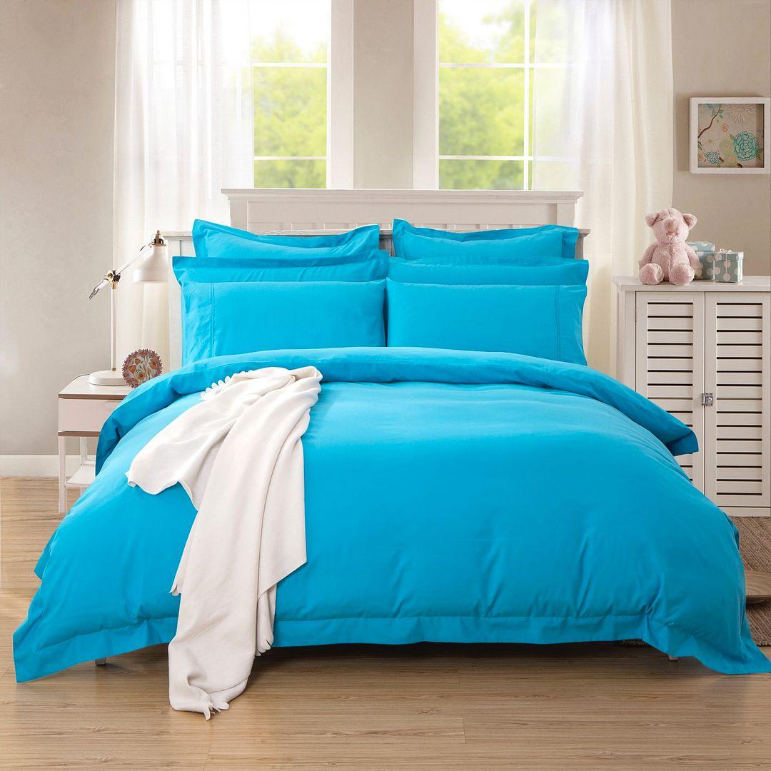 1000TC Tailored Double Size Light Blue Duvet Doona Quilt Cover Set