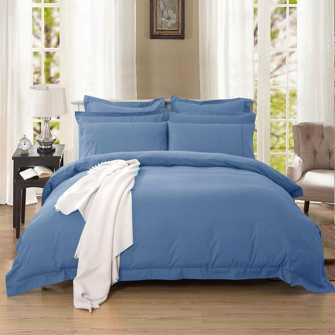 1000TC Tailored Double Size Quilt/Doona/Duvet Cover Set - Greyish Blue