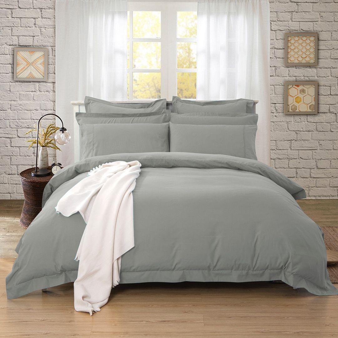 1000TC Tailored Double Size Grey Duvet Doona Quilt Cover Set