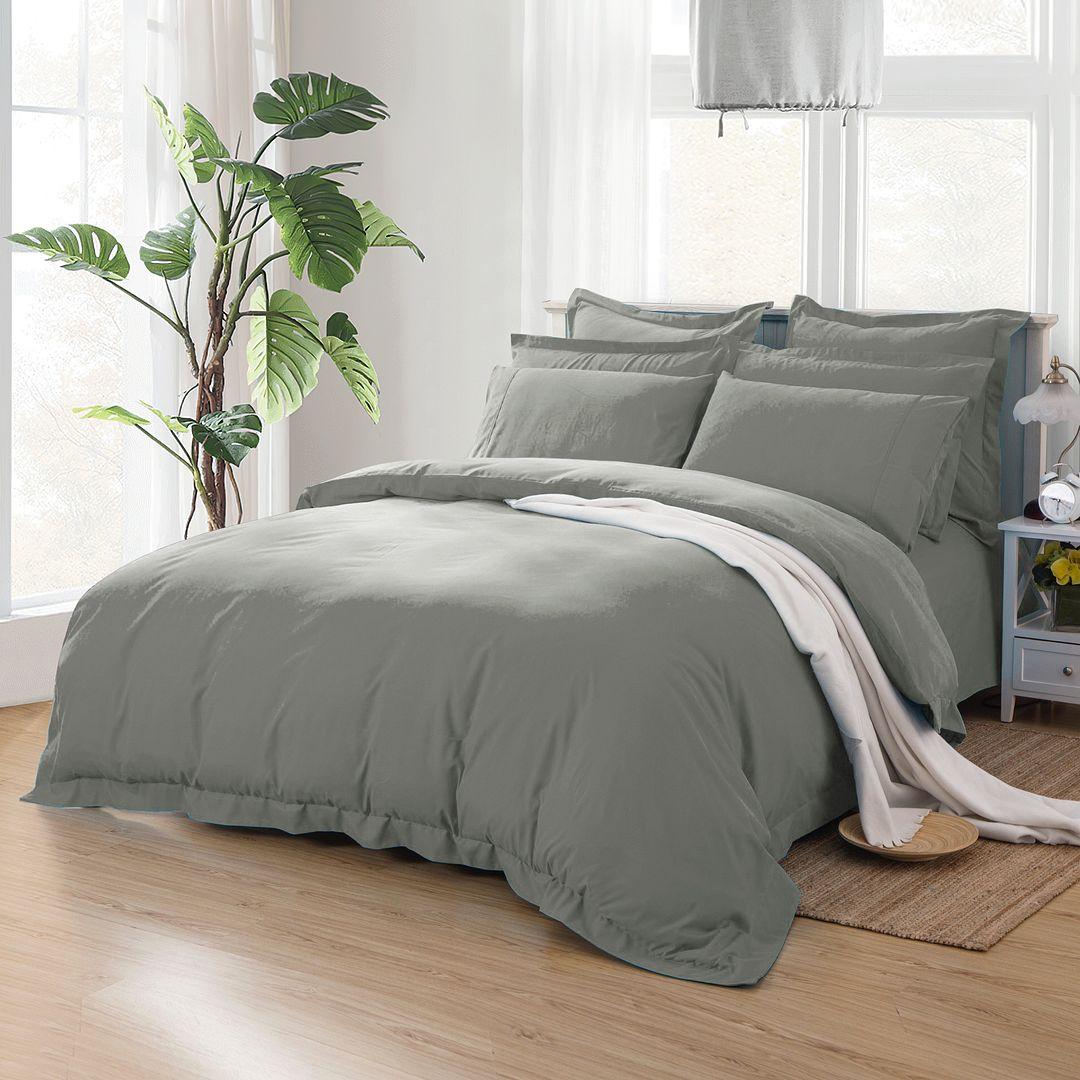 1000TC Tailored Double Size Grey Duvet Doona Quilt Cover Set