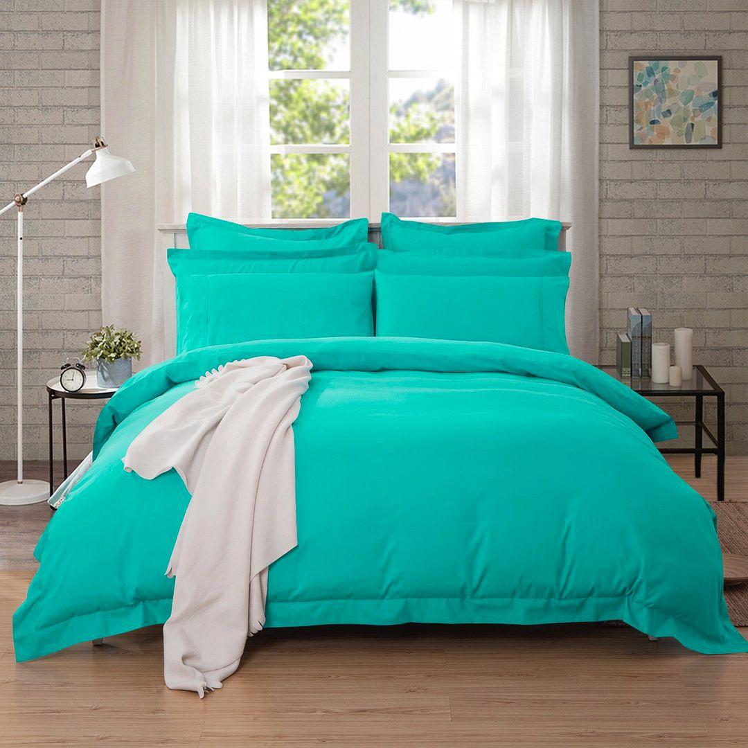 1000TC Tailored Double Size Teal Duvet Doona Quilt Cover Set