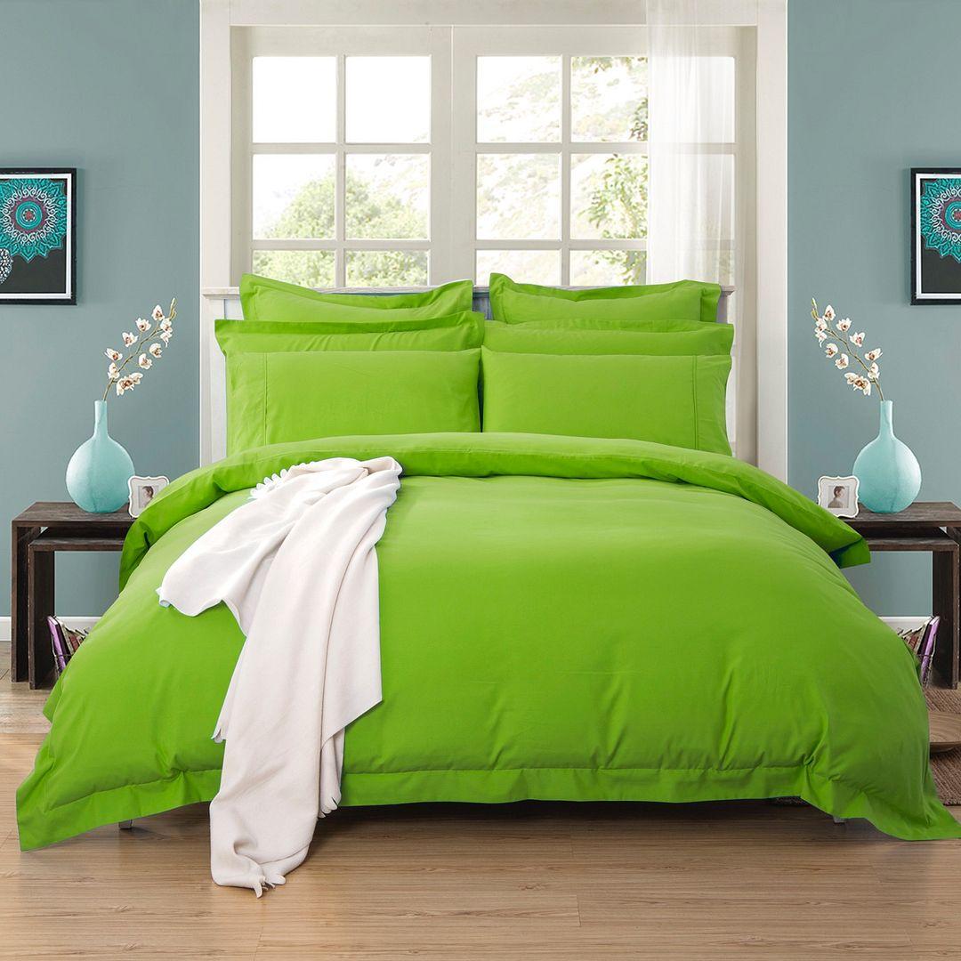 1000TC Tailored Double Size Green Duvet Doona Quilt Cover Set