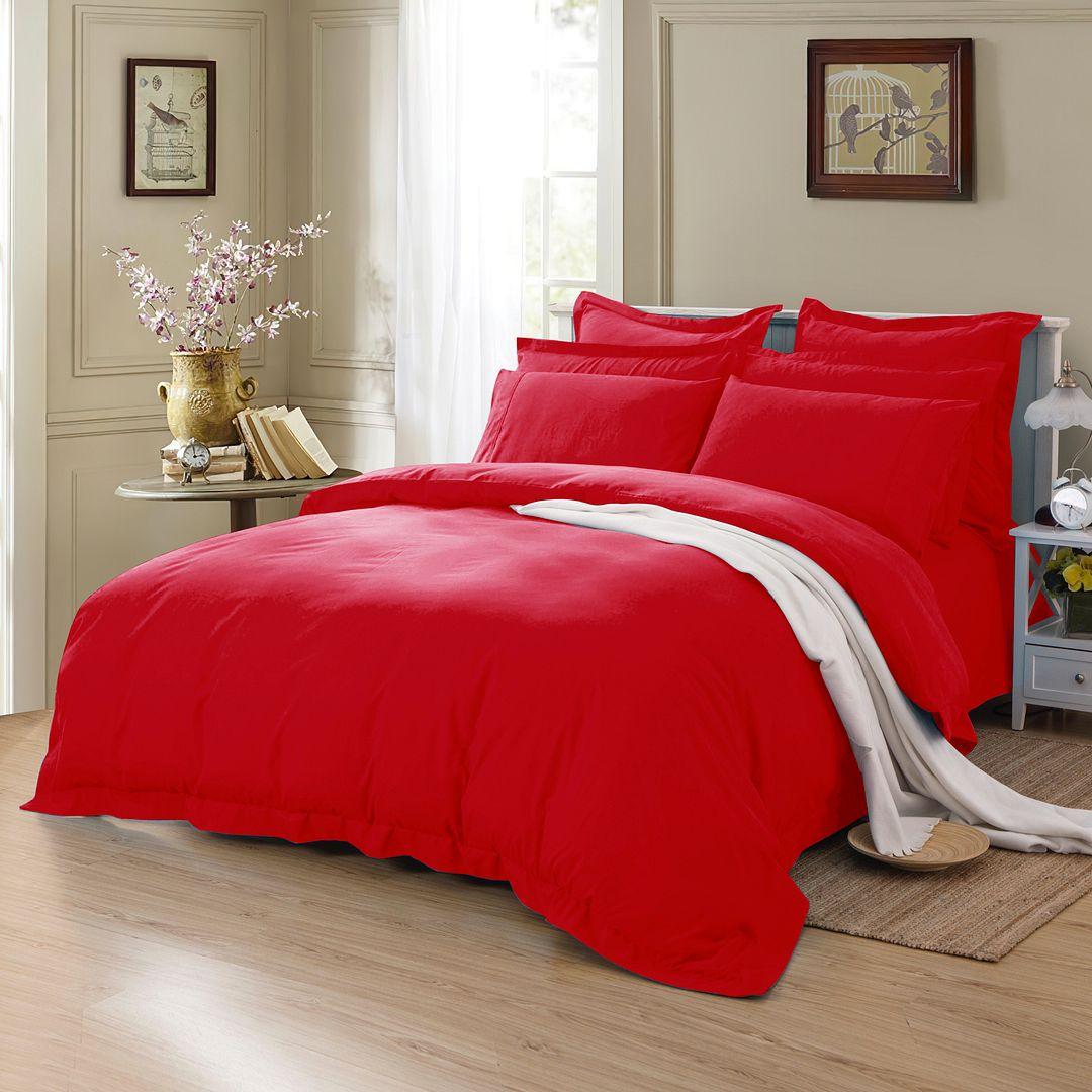 1000TC Tailored King Size Red Duvet Doona Quilt Cover Set