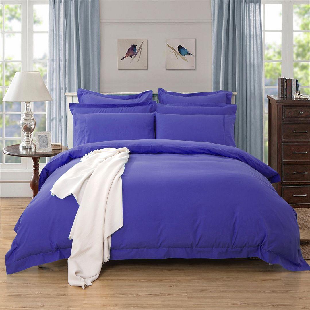 1000TC Tailored King Single Size Royal Blue Duvet Doona Quilt Cover Set