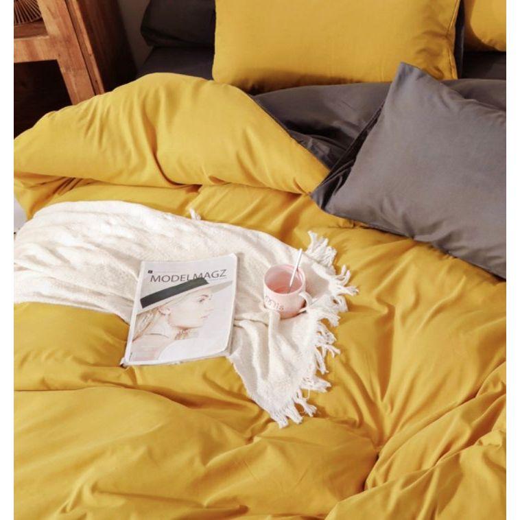 1000TC Reversible Queen Size Yellow and Grey Duvet Doona Quilt Cover Set