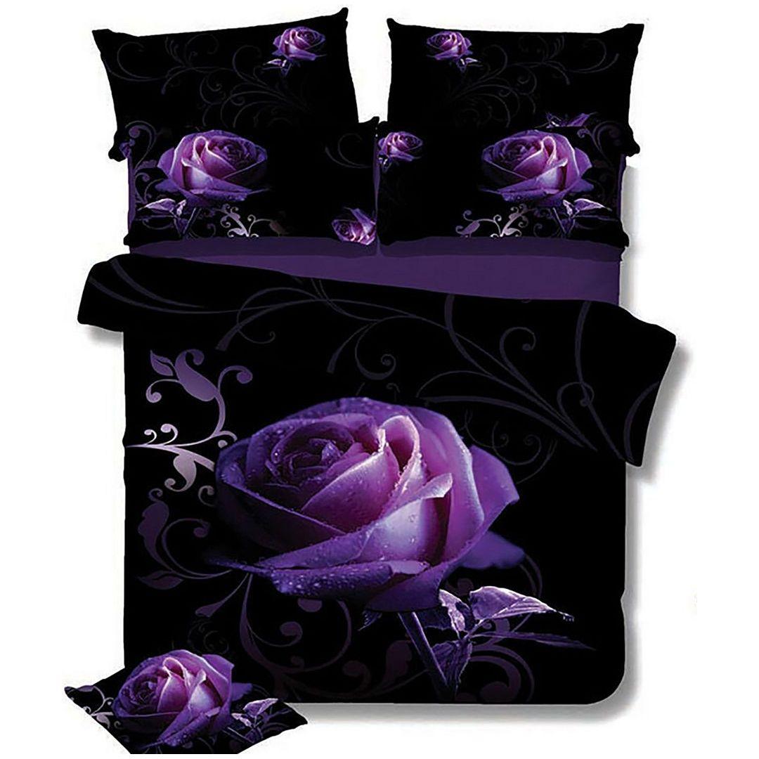 Rose Double Size Quilt Doona Duvet Cover Set