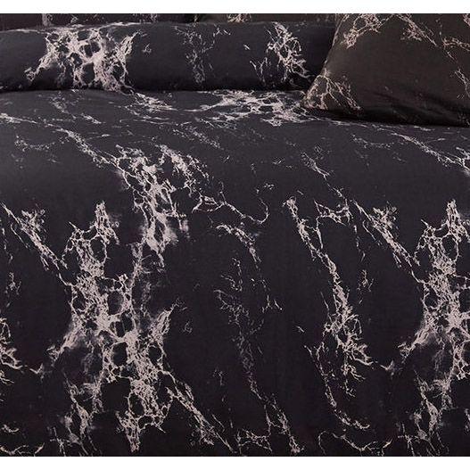 Black Marble Double Size Duvet Doona Quilt Cover Set