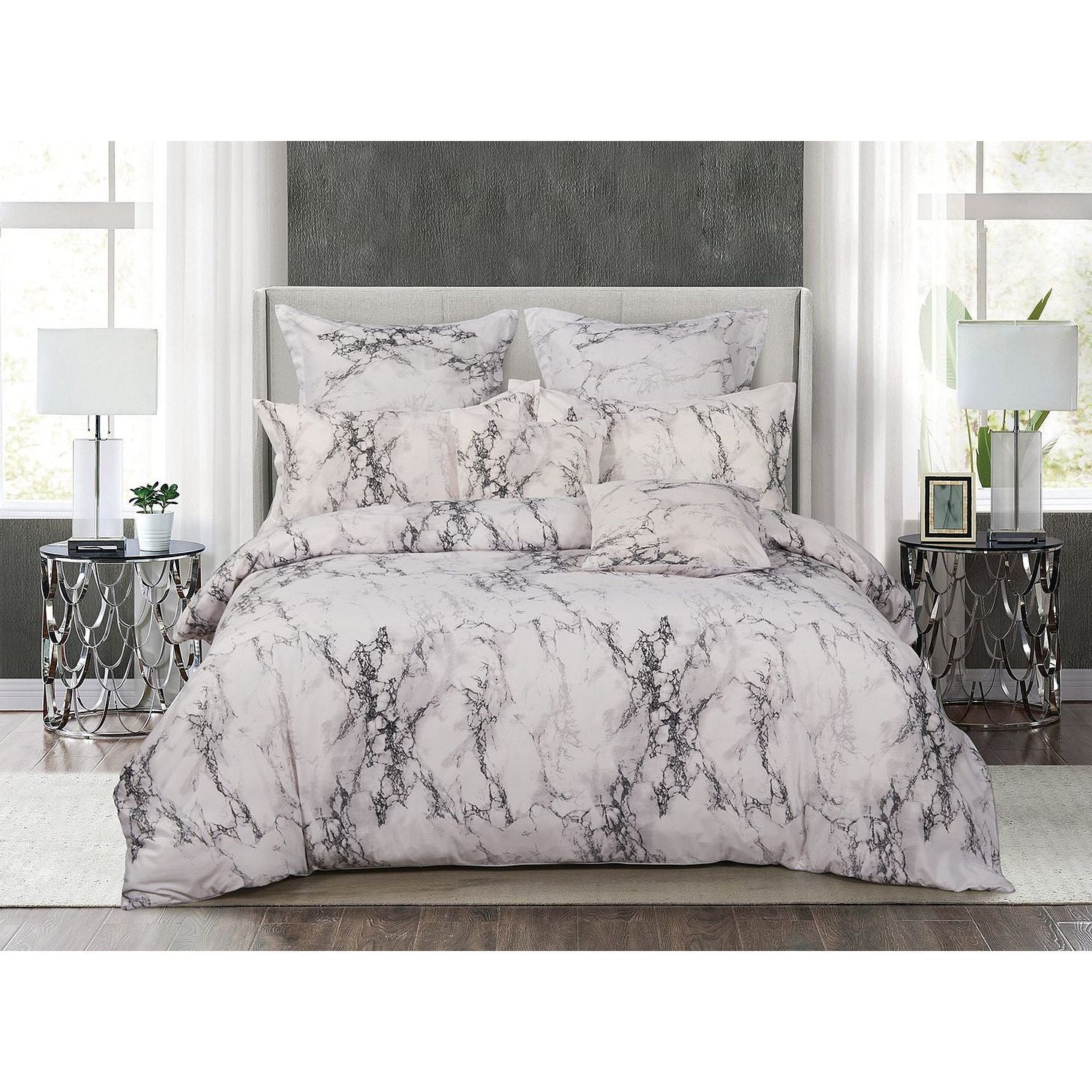 White Marble Double Size Duvet Doona Quilt Cover Set