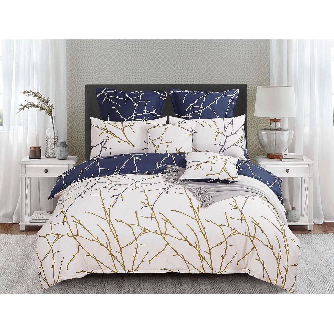 Tree Reversible Double SizeQuilt/Doona/Duvet Cover Set - Beige