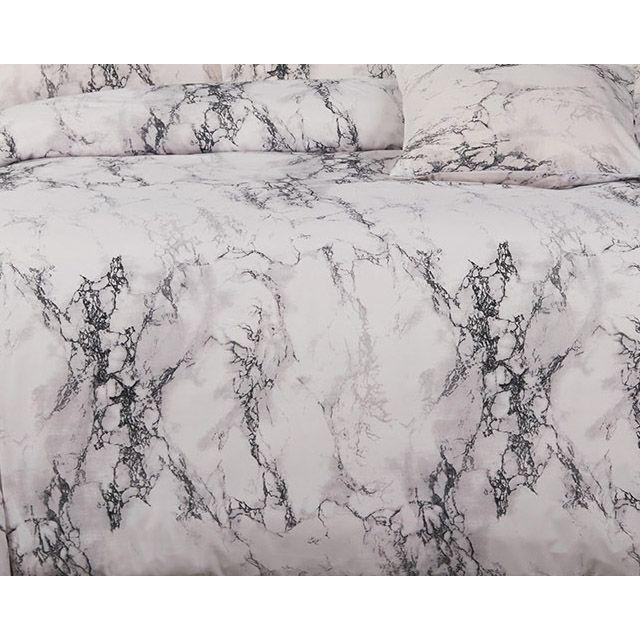 White Marble King Size Duvet Doona Quilt Cover Set