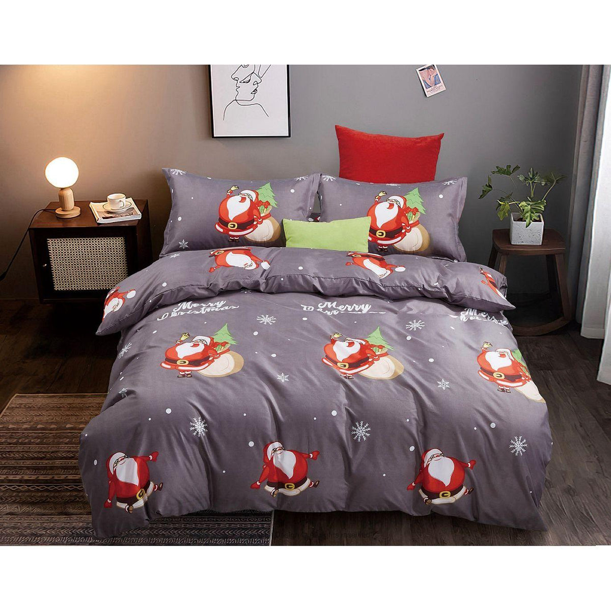 Christmas Santa King Size Quilt/Doona/Duvet Cover Set