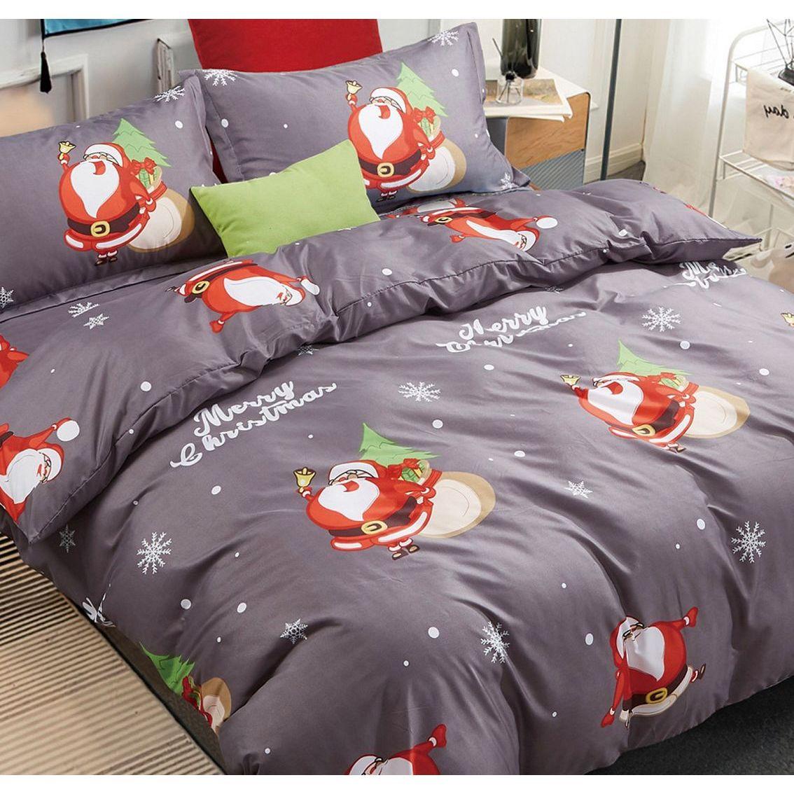 Christmas Santa King Size Quilt/Doona/Duvet Cover Set