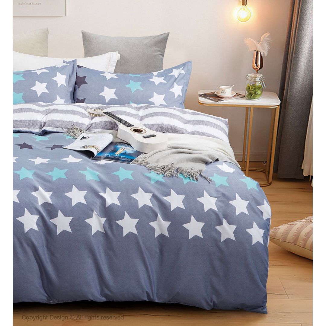 Stars King Size Quilt/Doona/Duvet Cover Set