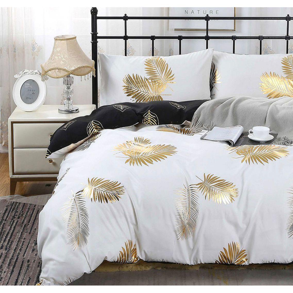 Reversible Design Leaves Queen Size Bed Quilt/Doona/Duvet Cover Set