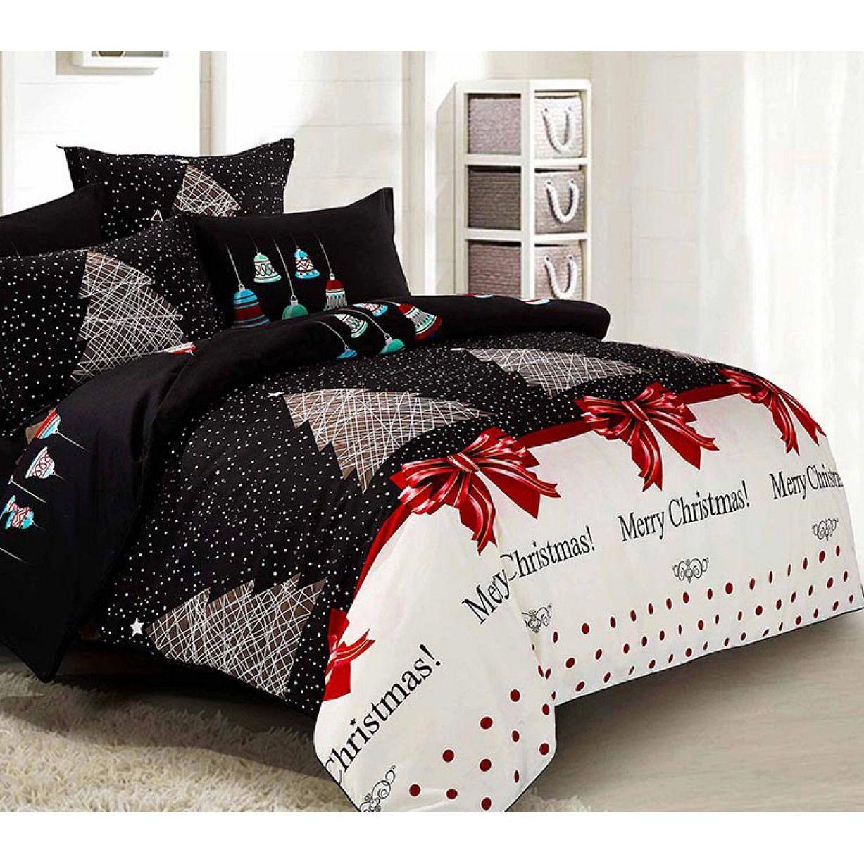 Merry Super King Size Christmas Quilt/Doona/Duvet Cover Set