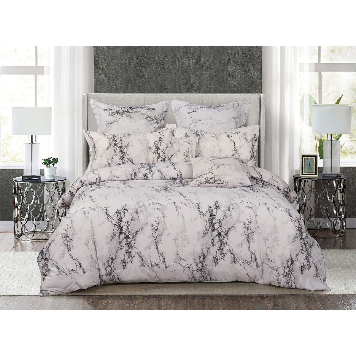 Marble Super King Size Duvet Doona Quilt Cover Set