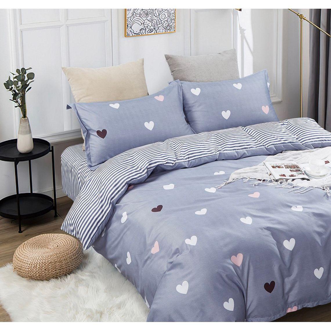 Love Heart Super King Size Quilt/Doona/Duvet Cover Set
