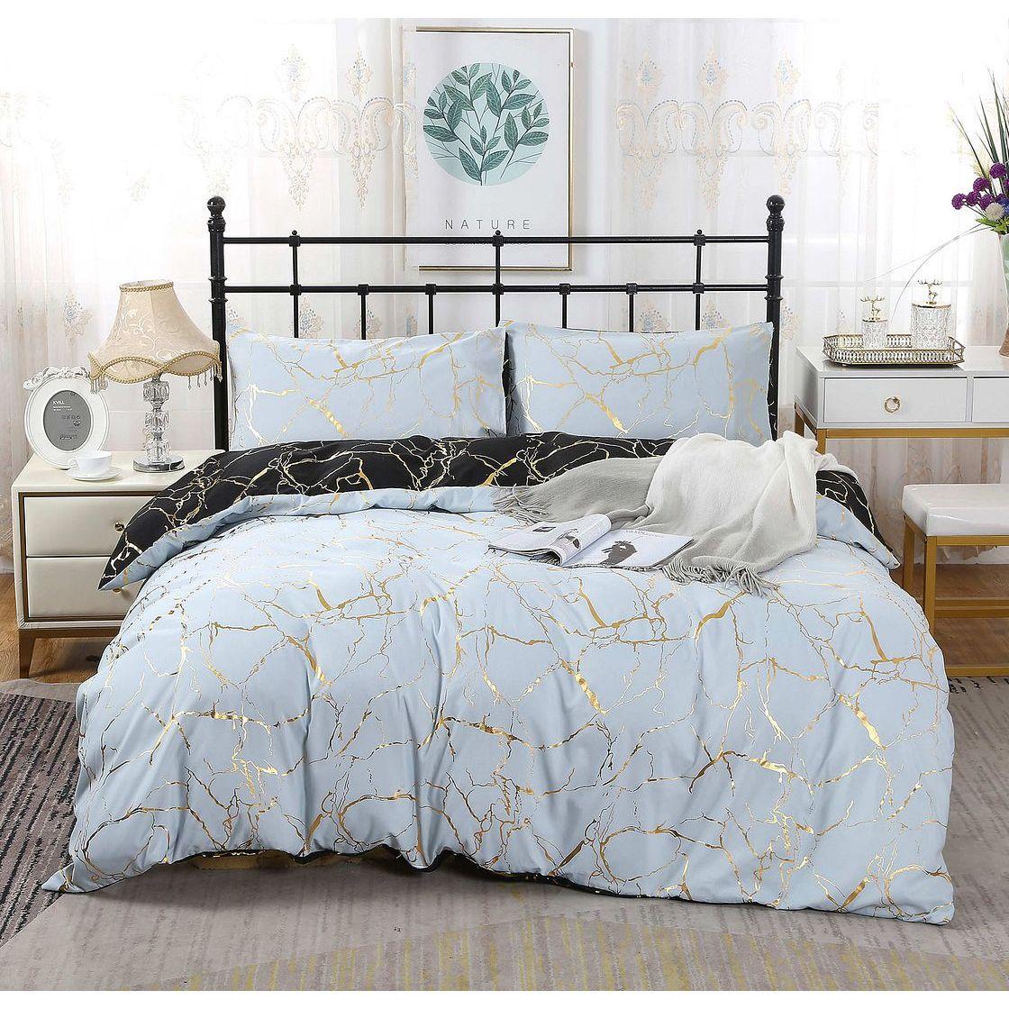 Reversible Design Super King Size Black Duvet Doona Quilt Cover Set