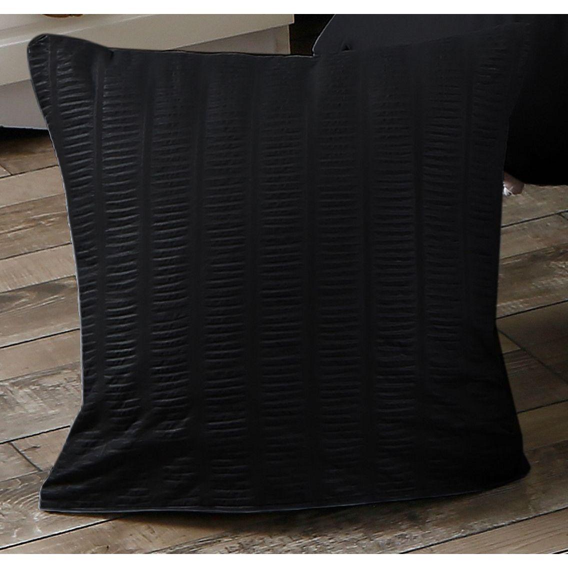 1000TC Premium Ultra Soft Seersucker Cushion Covers - 2 Pack - Black