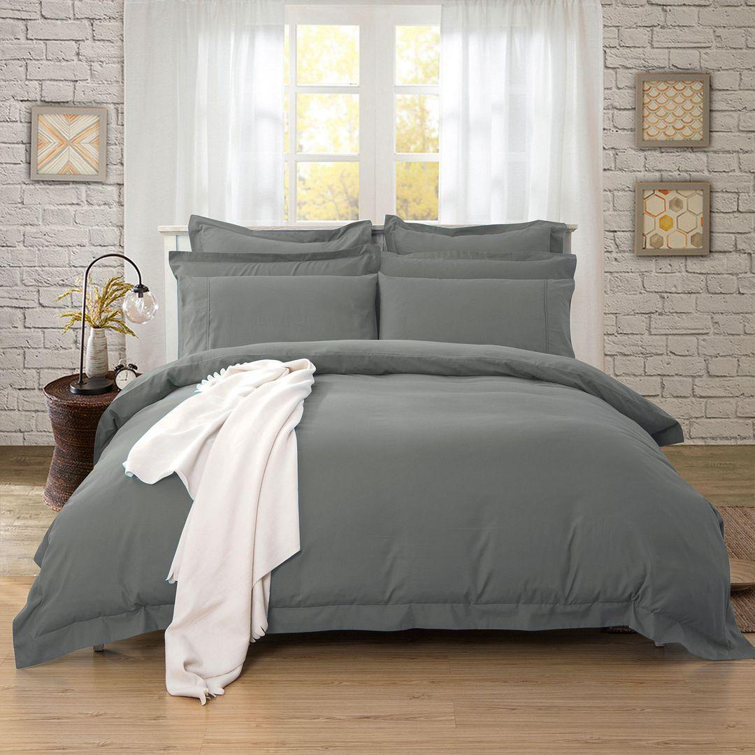 1000TC Tailored Super King Size Quilt/Doona/Duvet Cover Set - Charcoal