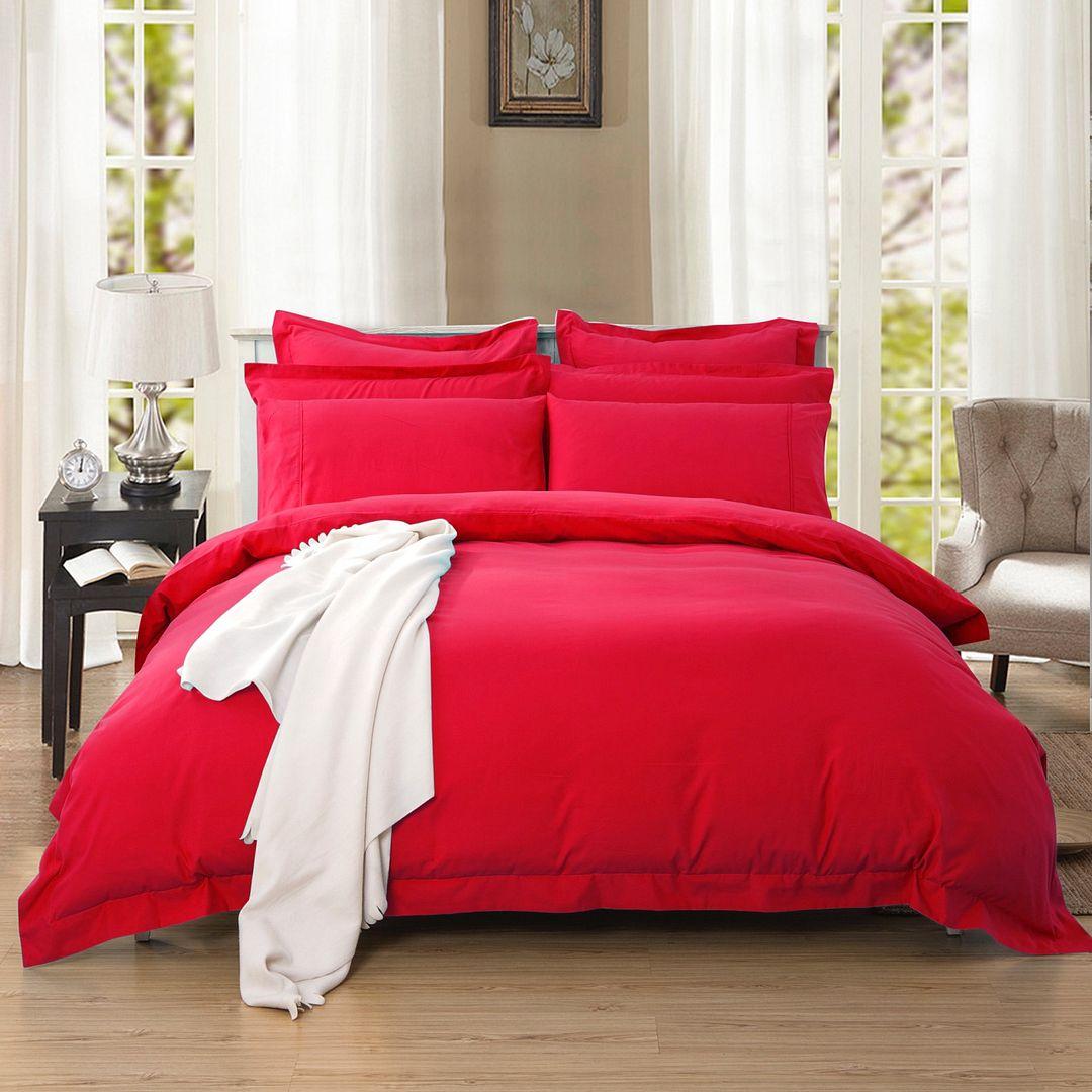 1000TC Tailored Super King Size Red Duvet Doona Quilt Cover Set