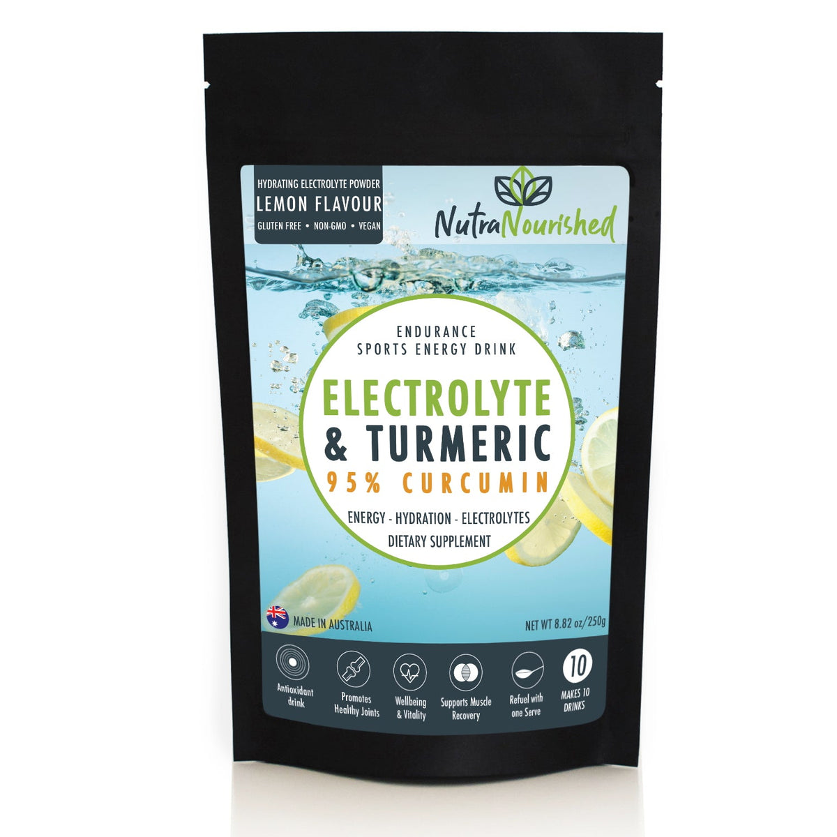Electrolyte Powder &amp; 95% Pure Organic Curcumin -Lemon Flavour