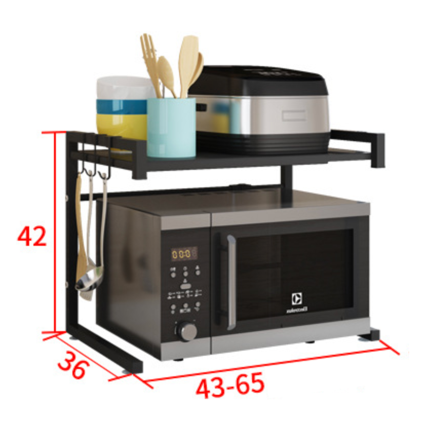 Adjustable Microwave Oven Storage Shelf Black