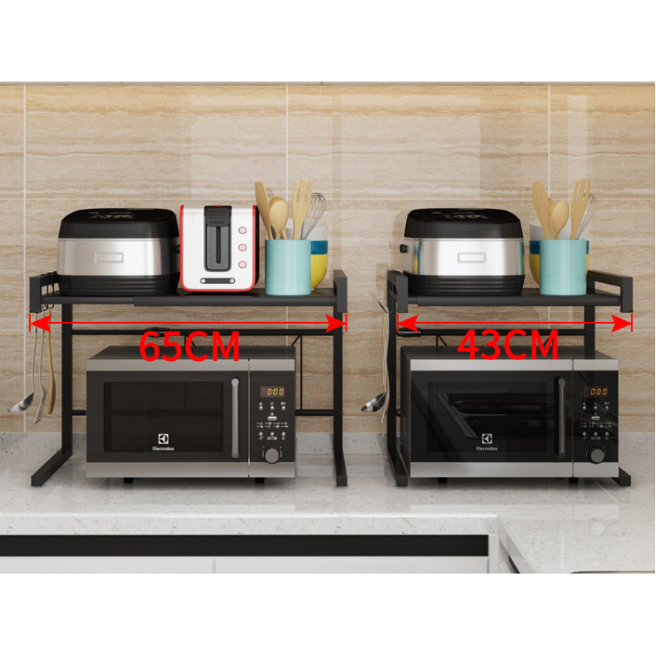 Adjustable Microwave Oven Storage Shelf Black