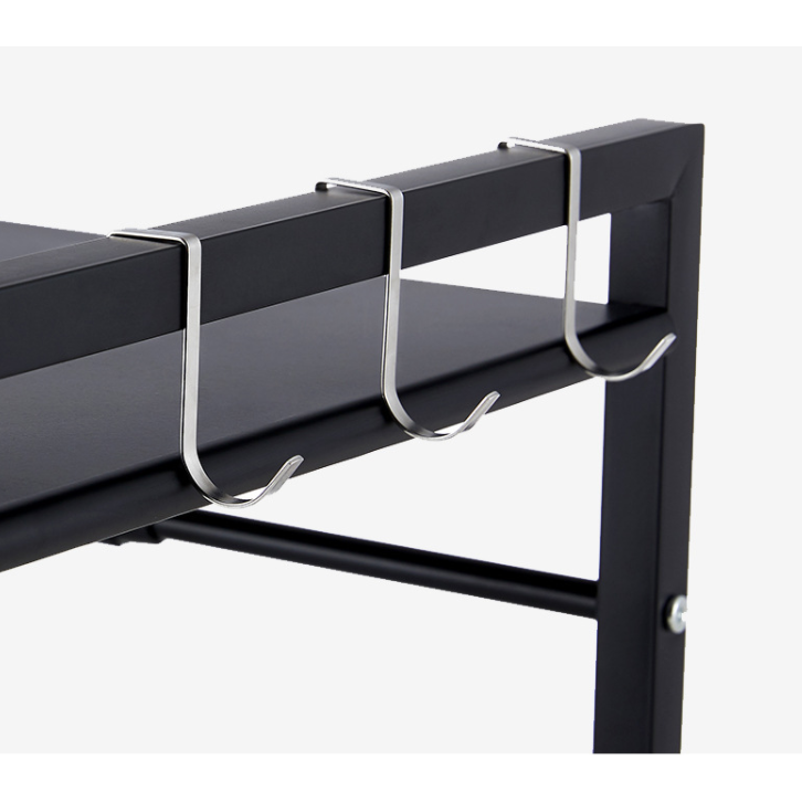 Adjustable Microwave Oven Storage Shelf Black