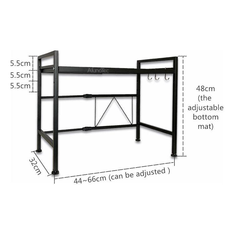 Adjustable Width & Height Microwave Shelf Black