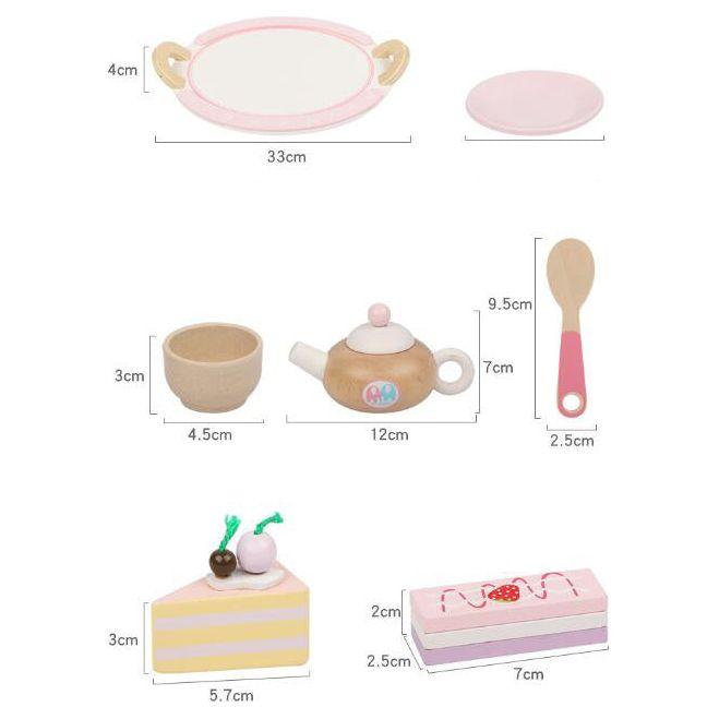 Kids Wooden Kitchen Tea Set Pretend Play