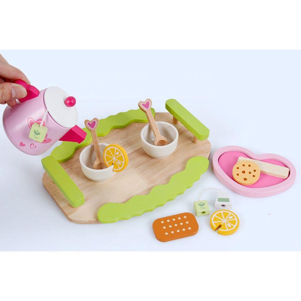 Kids Wooden Kitchen Tea Set Pretend Play