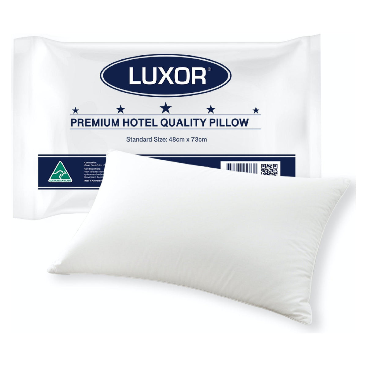 Luxor Australian Made Hotel Quality Pillow Standard Size Single Pack
