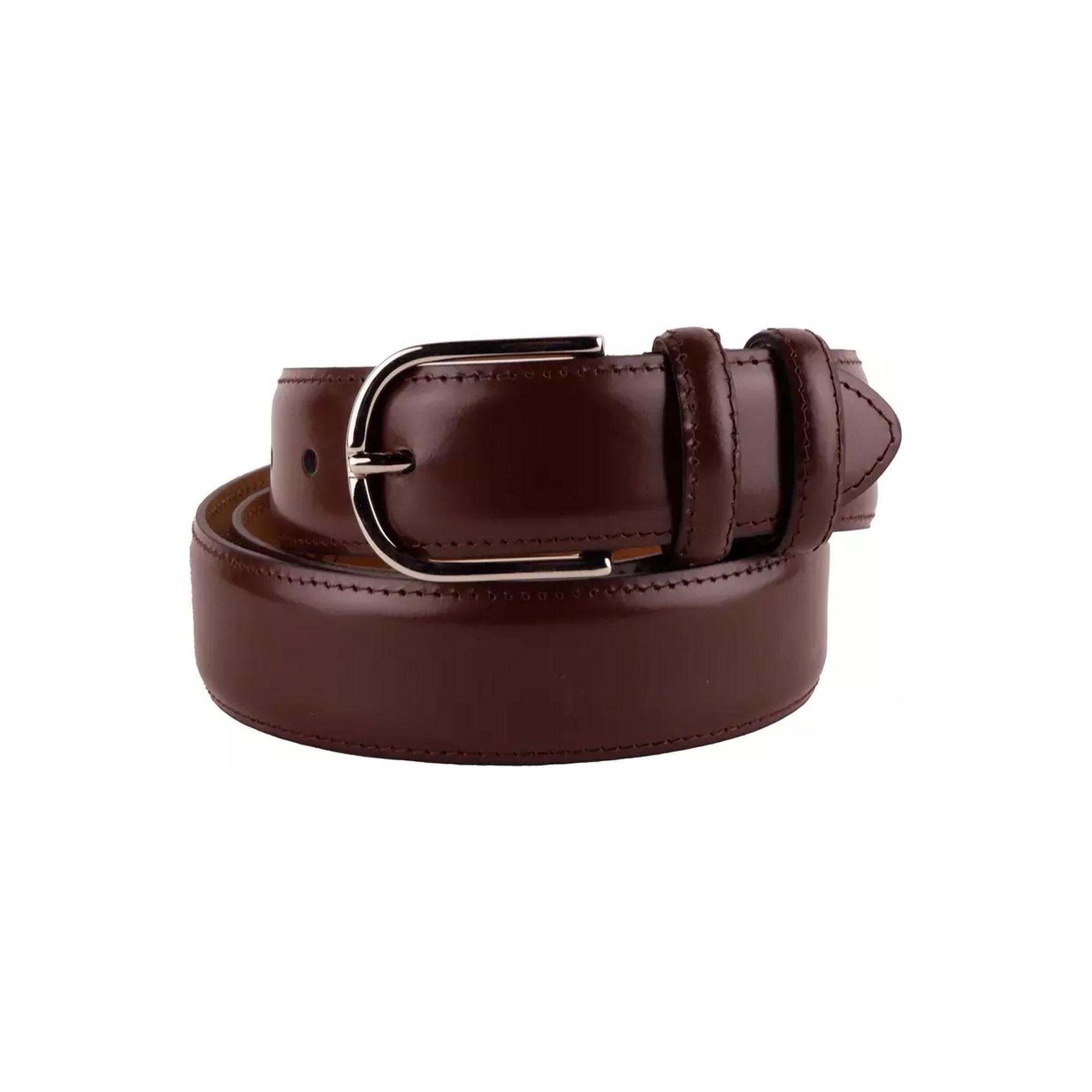 Smooth Brown Calfskin Belt with Brass Buckle 105 cm Men