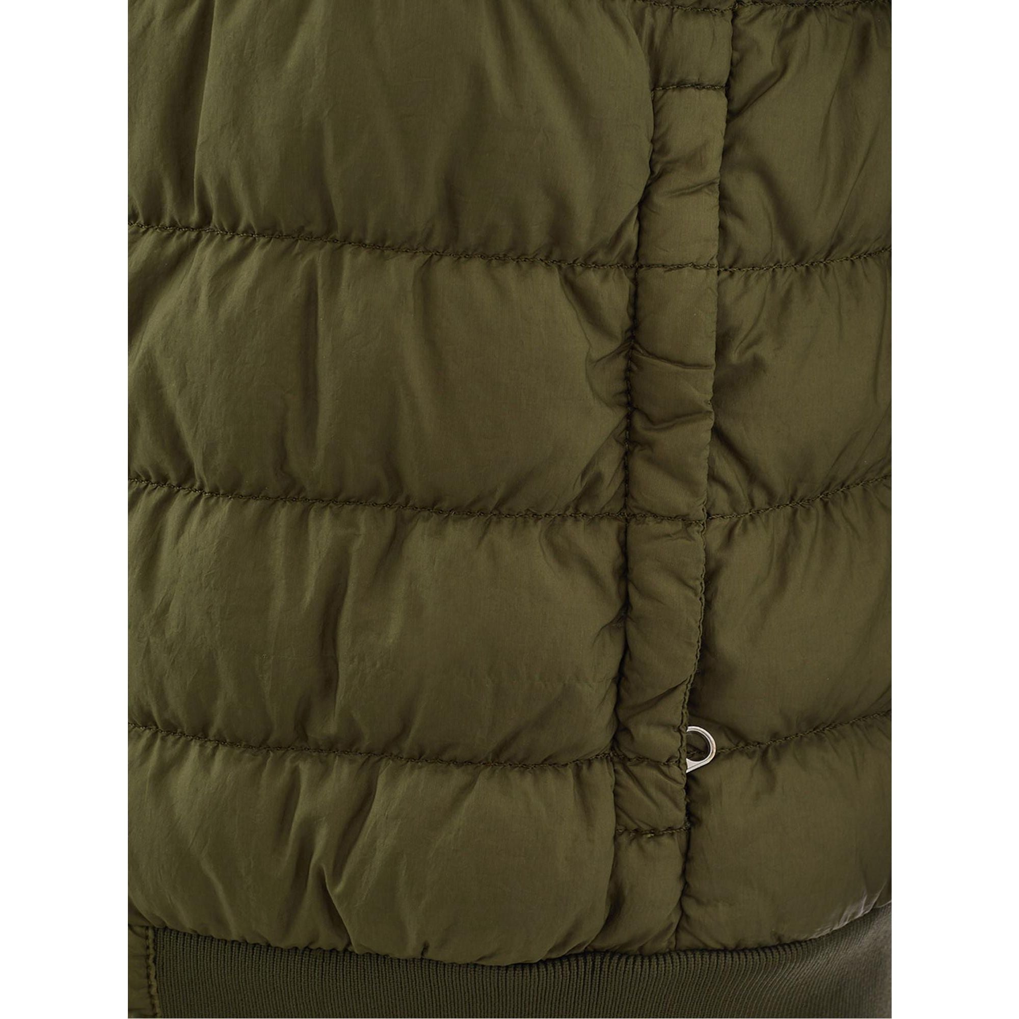 Authentic Green Quilted Bomber Jacket with Zip Closure and Pockets 40 IT Women