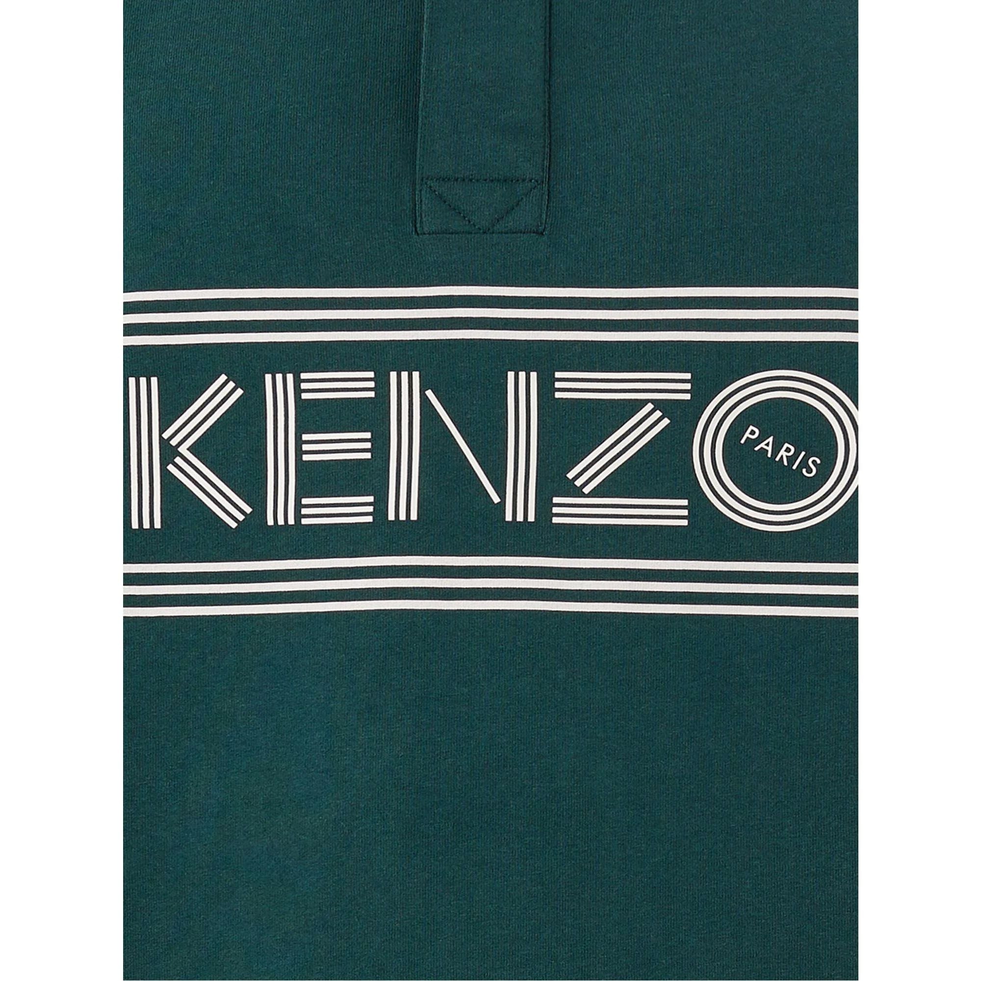 Authentic Kenzo Green Piquet Cotton Polo with Iconic Logo 3XL Men