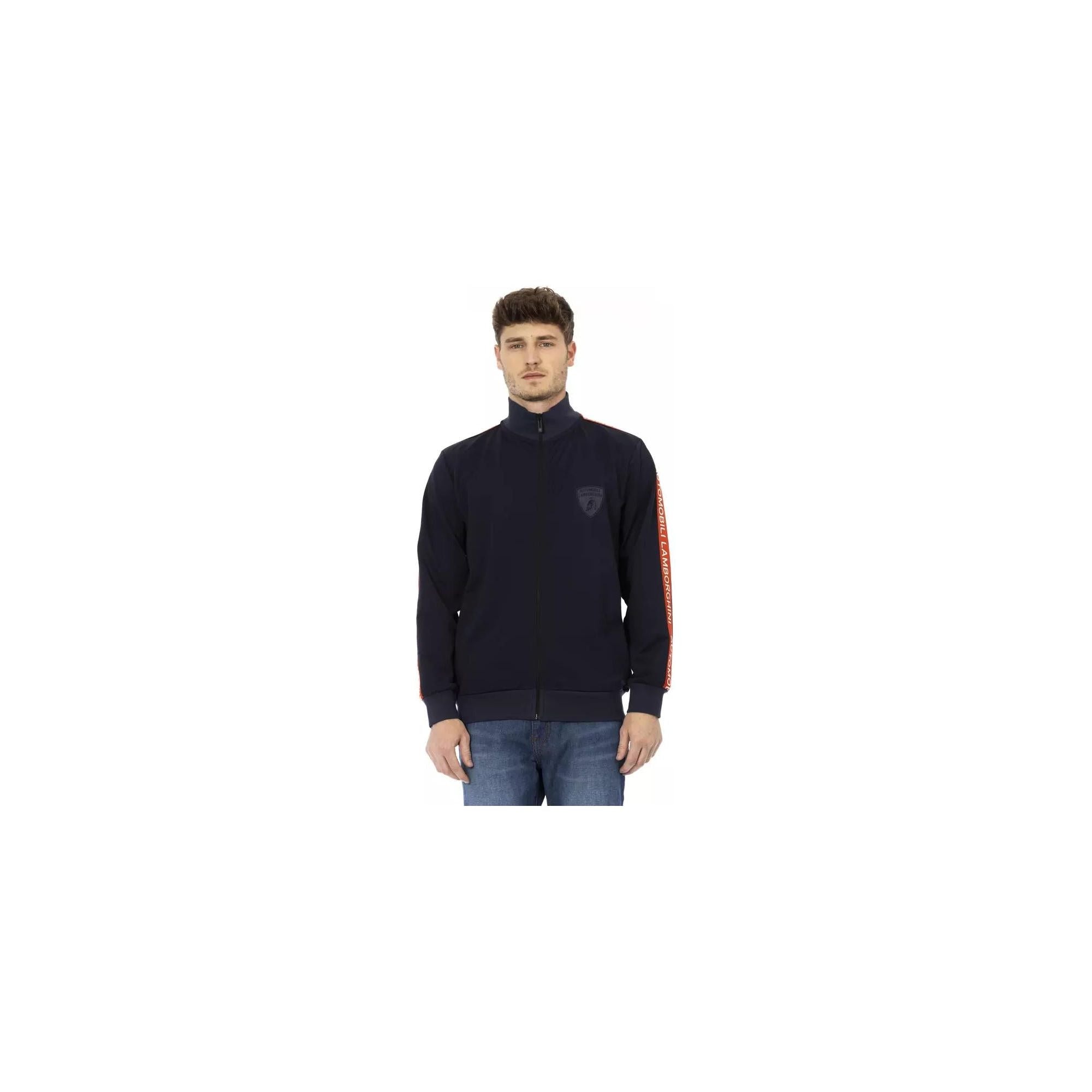 Zip-up Sweatshirt with Side Pockets and Printed Shield Logo M Men