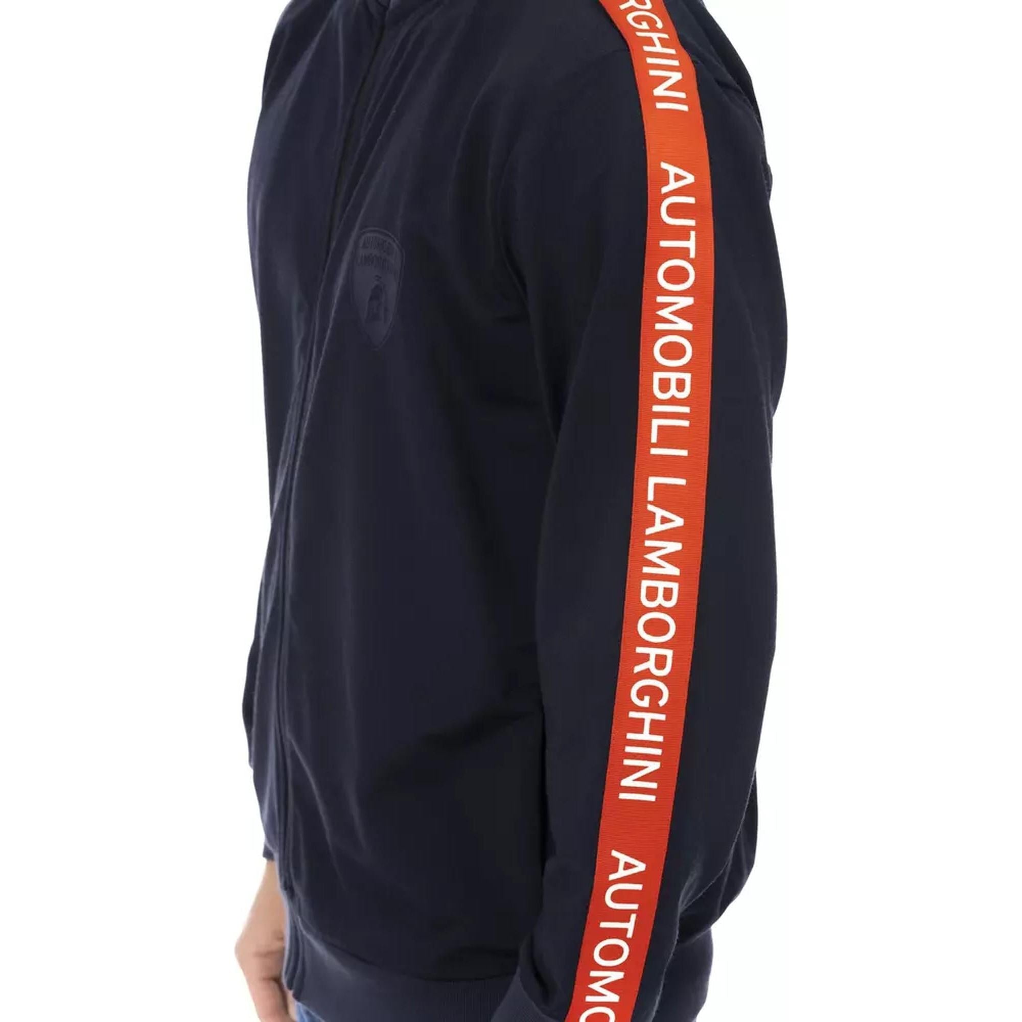 Zip-up Sweatshirt with Side Pockets and Printed Shield Logo M Men