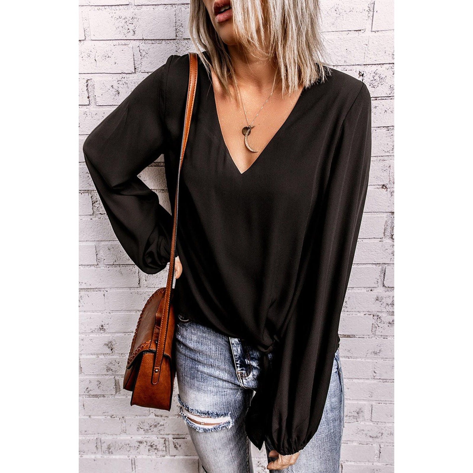 Azura Exchange Bubble Sleeve Blouse - L