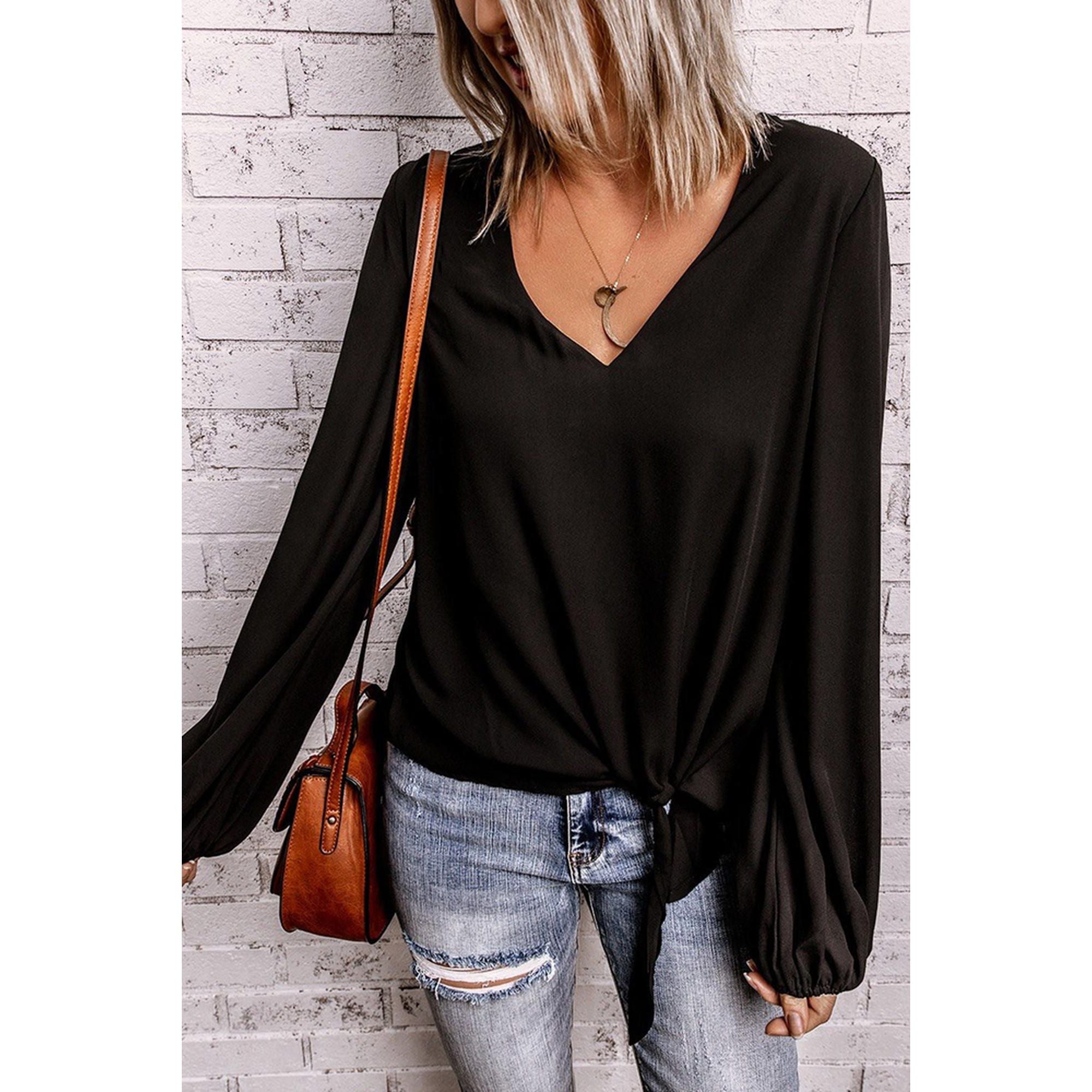 Azura Exchange Bubble Sleeve Blouse - L