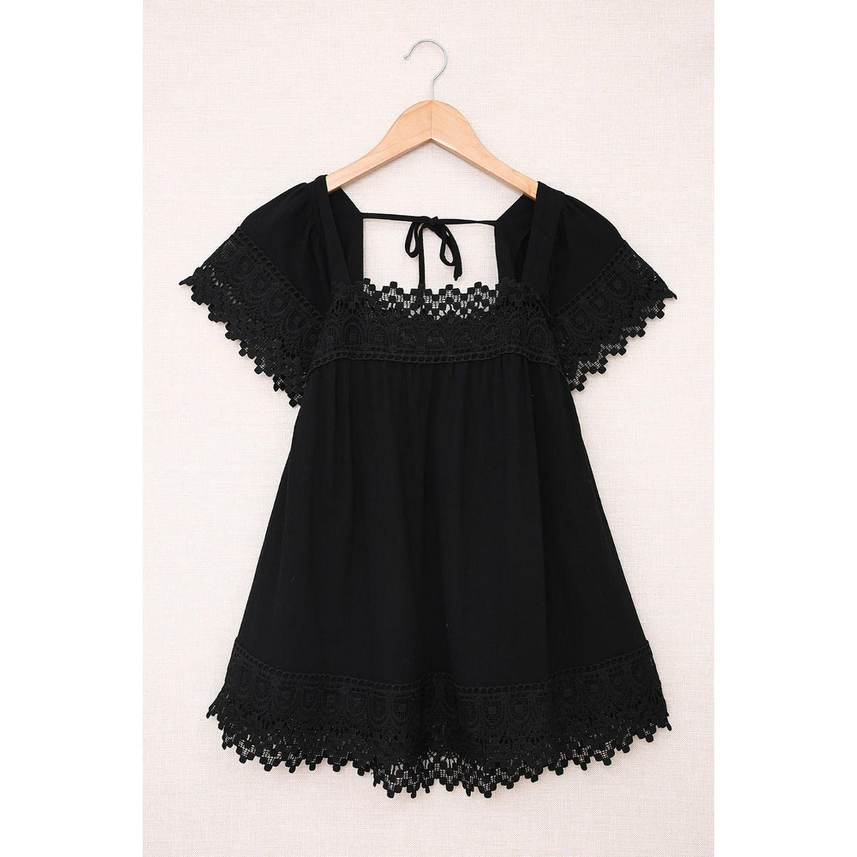 Azura Exchange Pom Pom Splicing Square Neck Blouse - XL