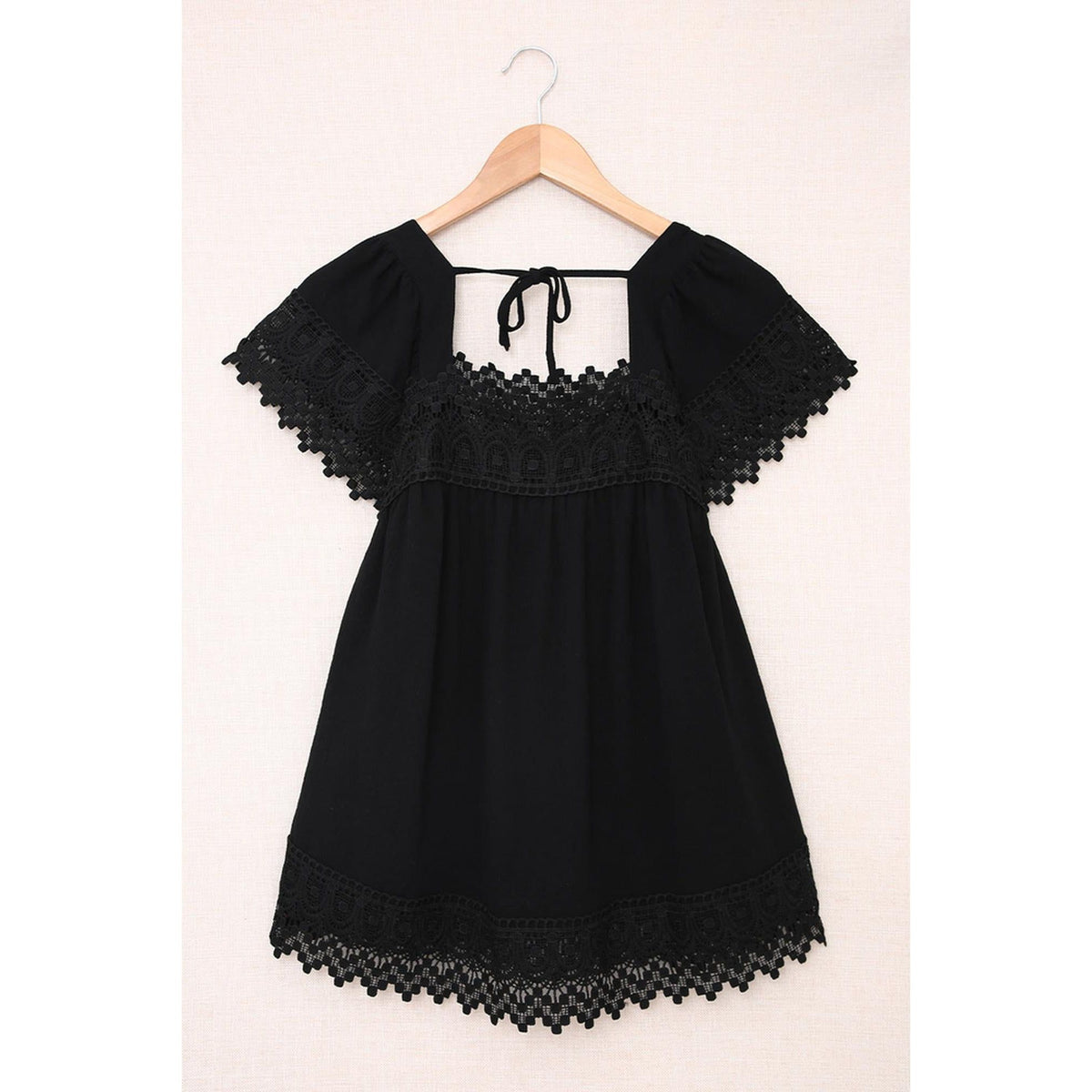 Azura Exchange Pom Pom Splicing Square Neck Blouse - XL