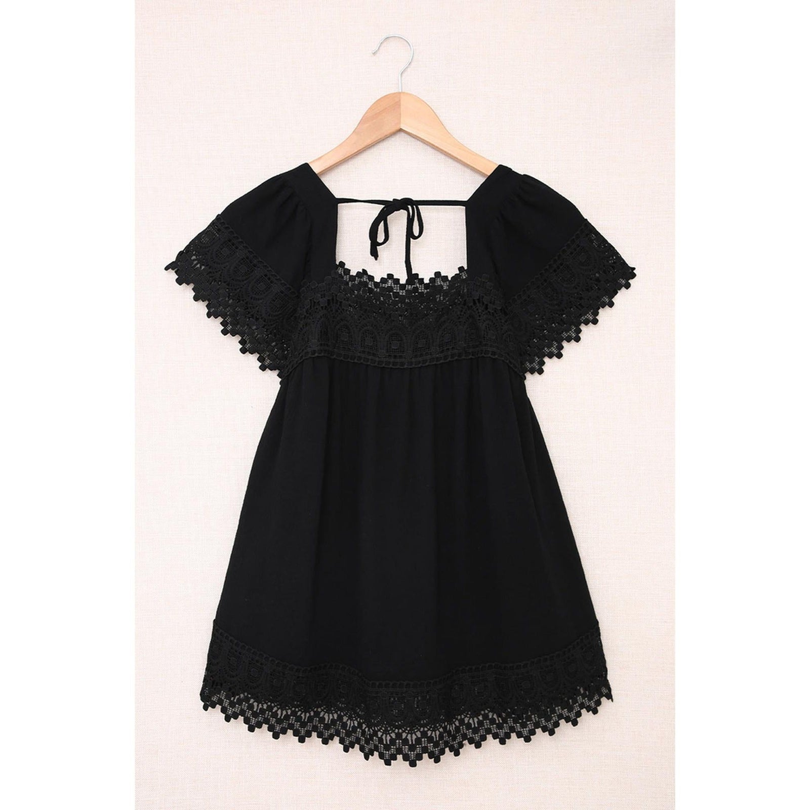 Azura Exchange Pom Pom Splicing Square Neck Blouse - XL